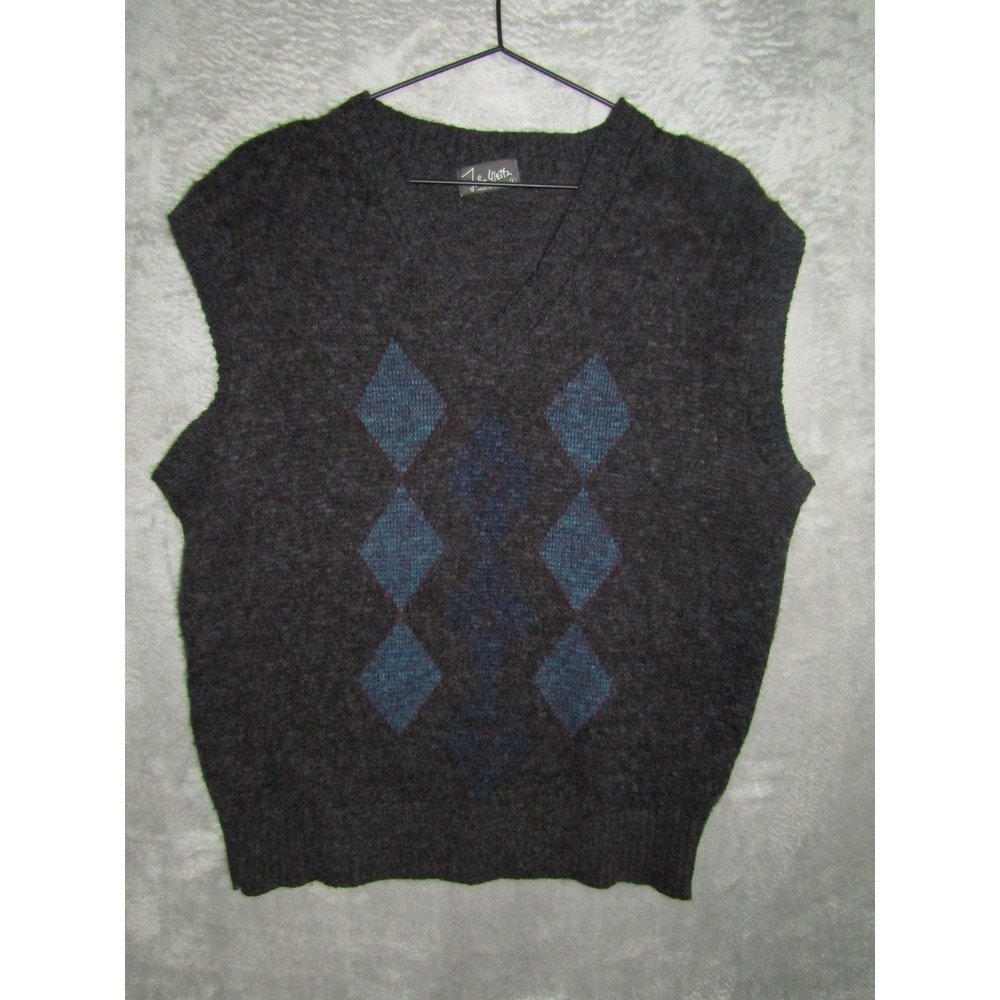 John Weitz Mens Argyle V Neck Sleeveless Sweater‎ Vest Made in USA Size L
